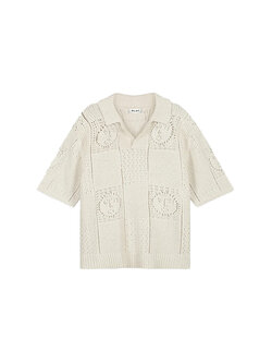 OLAF Face Logo Knit Polo Off White