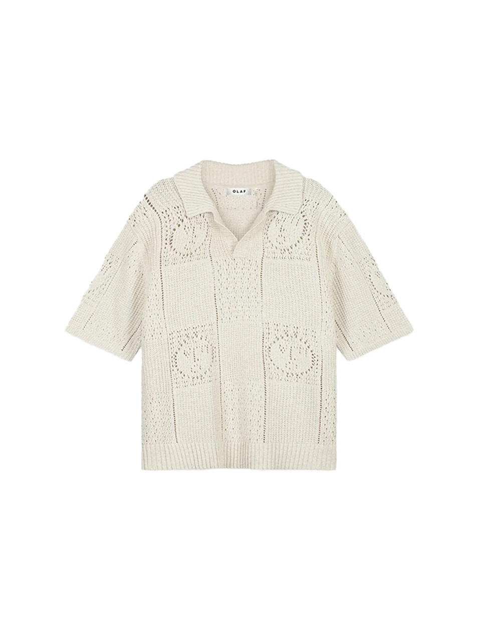 OLAF Face Logo Knit Polo Off White
