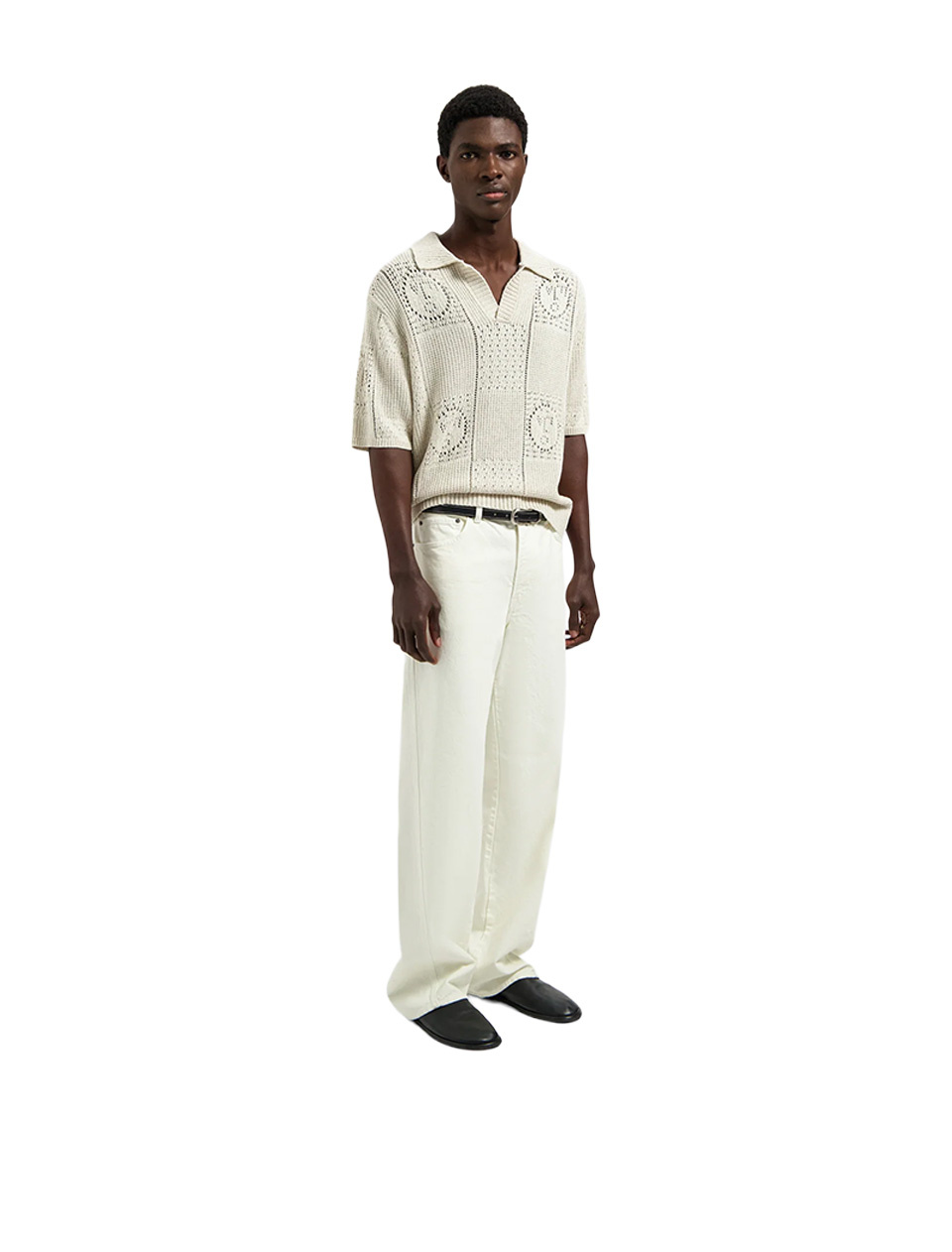 OLAF Face Logo Knit Polo Off White