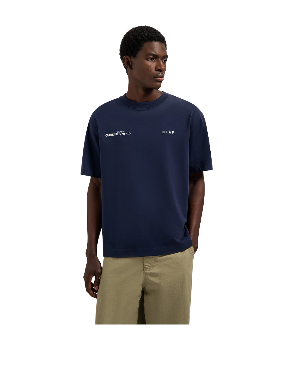 OLAF Script Friends Boxy Tee Navy