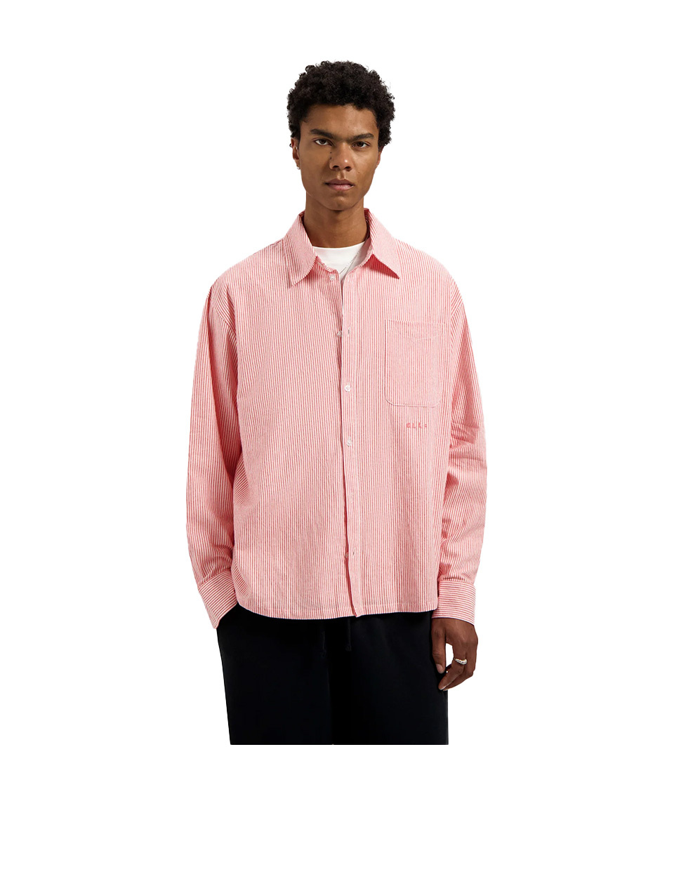 OLAF Oversized Stripe Oxford Shirt Burnt Coral