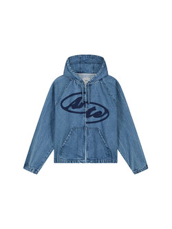 Arte Antwerp Split Logo Denim Hood Jacket Navy