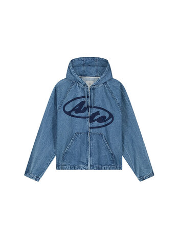 Arte Antwerp Split Logo Denim Hood Jacket Navy