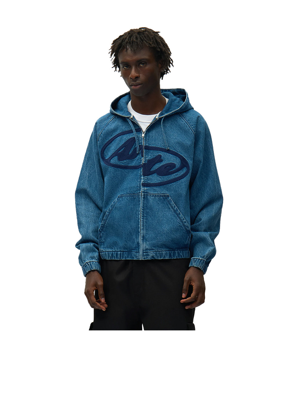 Arte Antwerp Split Logo Denim Hood Jacket Navy