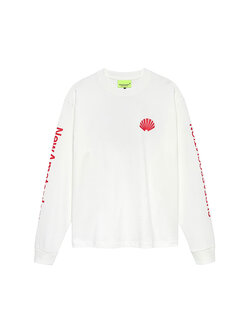 New Amsterdam Surf Association Logo Longsleeve Washed White Deep Red