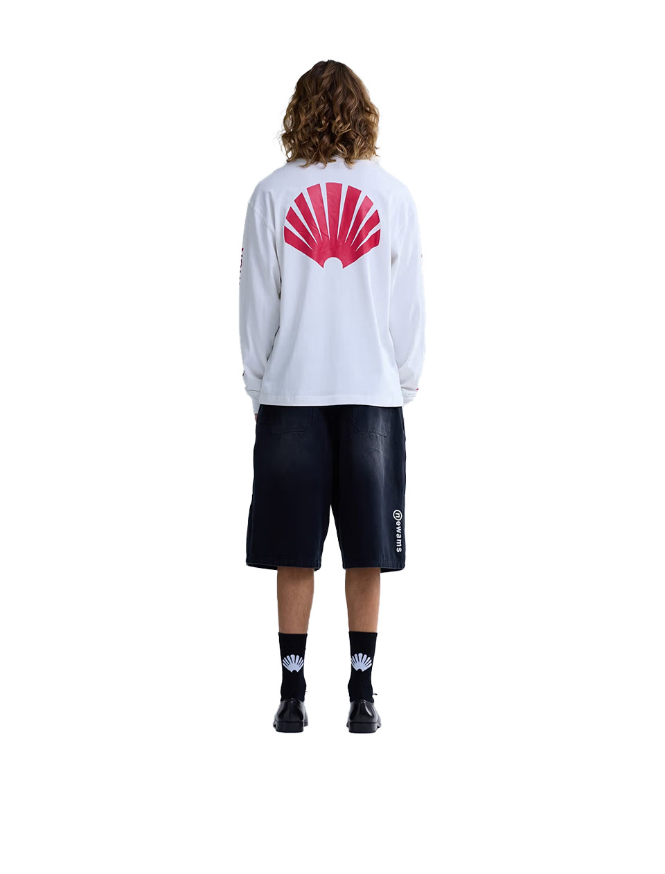 New Amsterdam Surf Association Logo Longsleeve Washed White Deep Red