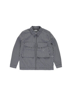 POP Trading Company Gingham Boxer Overshirt Black Off White