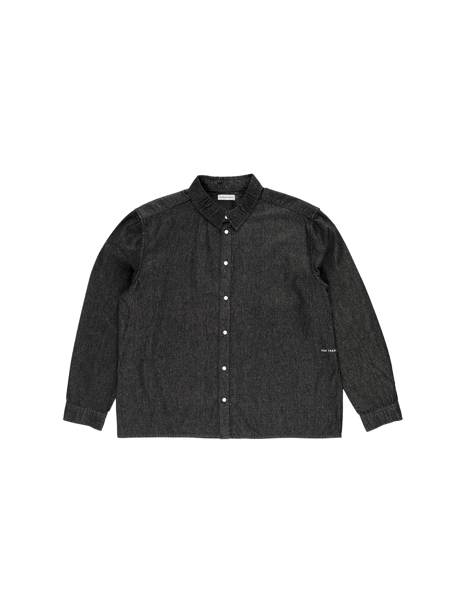 POP Trading Company Applique Logo Denim Shirt Black Denim