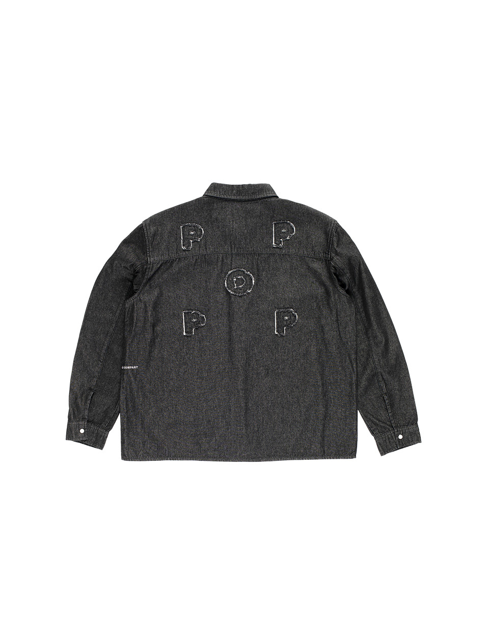 POP Trading Company Applique Logo Denim Shirt Black Denim