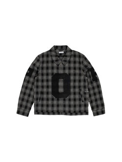 POP Trading Company Checked Football Jacket Charcoal
