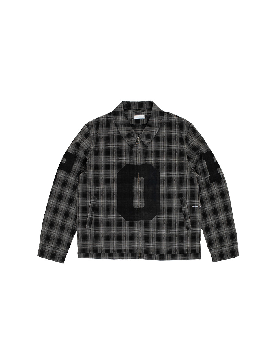 POP Trading Company Checked Football Jacket Charcoal