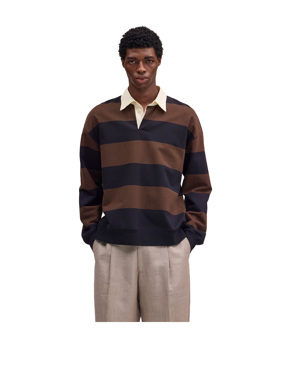 NN. 07 David Polo Sweatshirt Brown Stripe