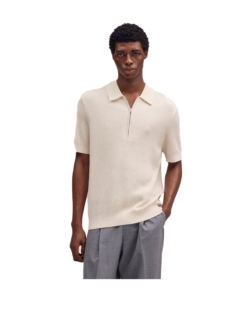 NN. 07 Hansie SS Half Zip Polo Ivory