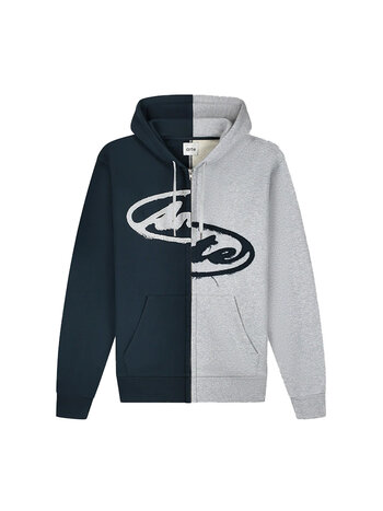 Arte Antwerp Split Patch Zip Hoodie Grey Navy