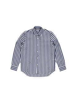 POP Trading Company Logo Stripe Shirt Navy White