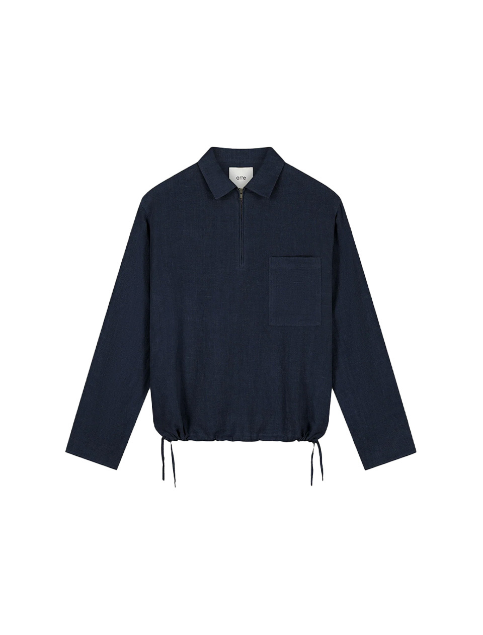 Arte Antwerp Linen Quarter Zip Pullover Navy
