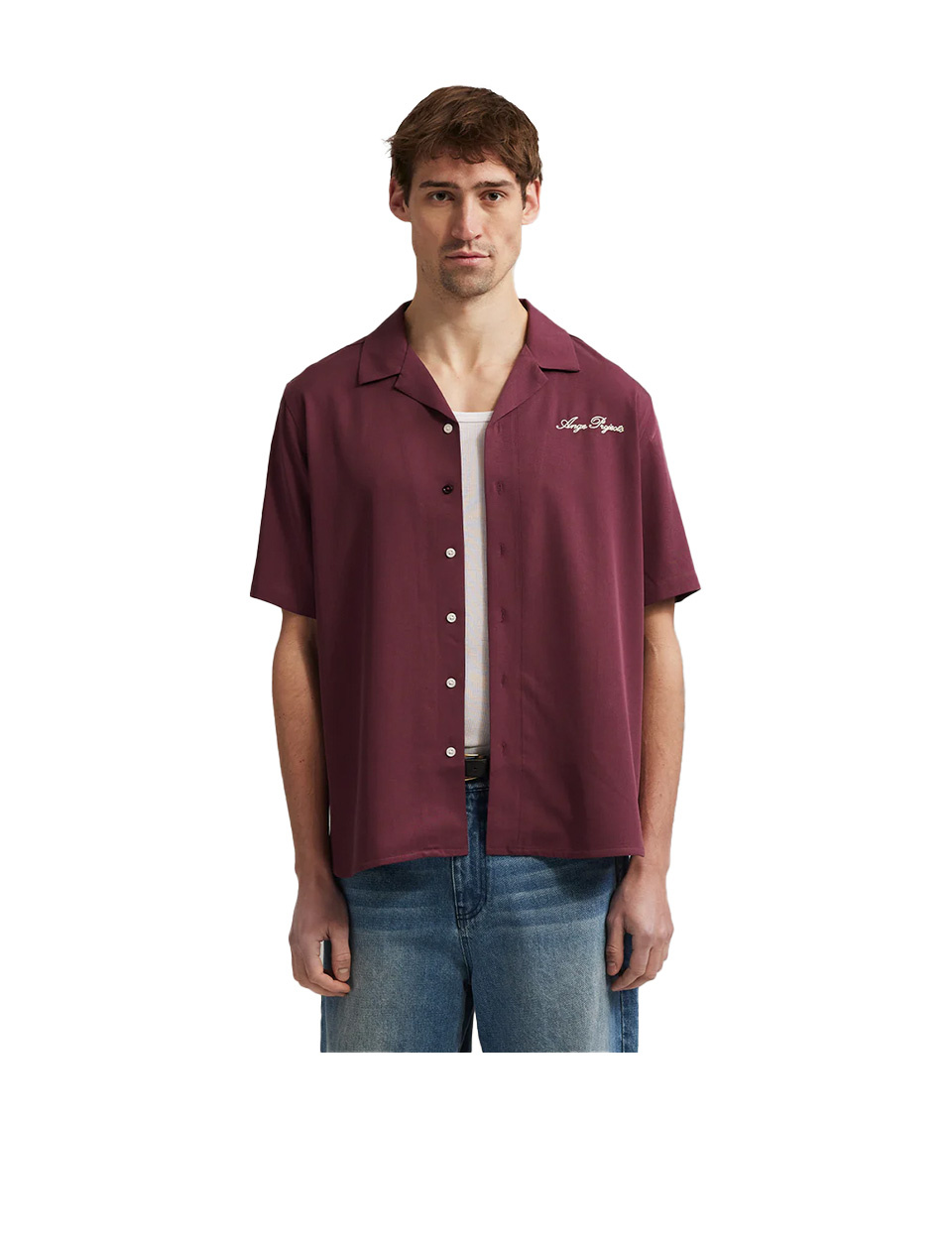 Ange Projects Enjoy More Bowling Shirt Bordeaux Red