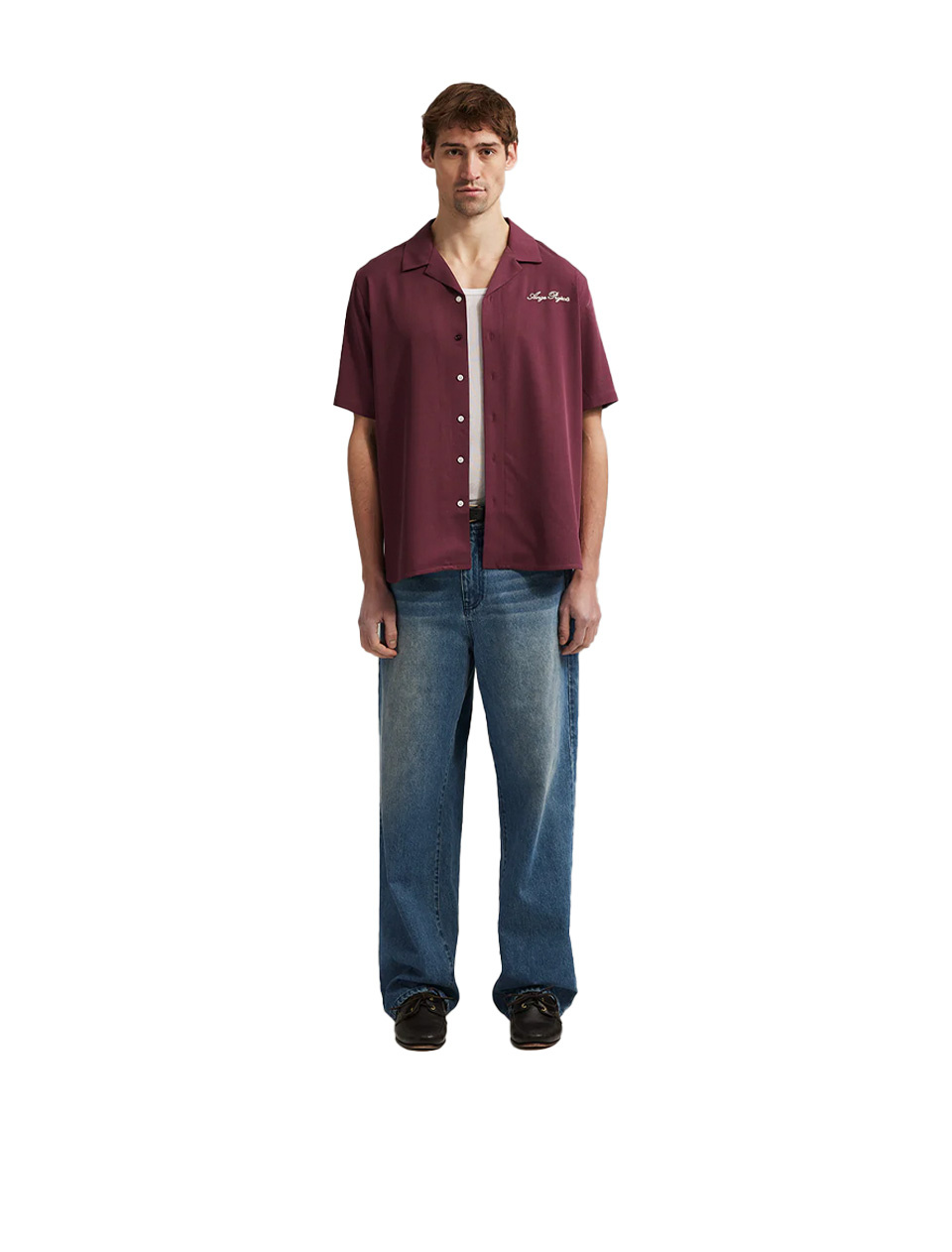 Ange Projects Enjoy More Bowling Shirt Bordeaux Red