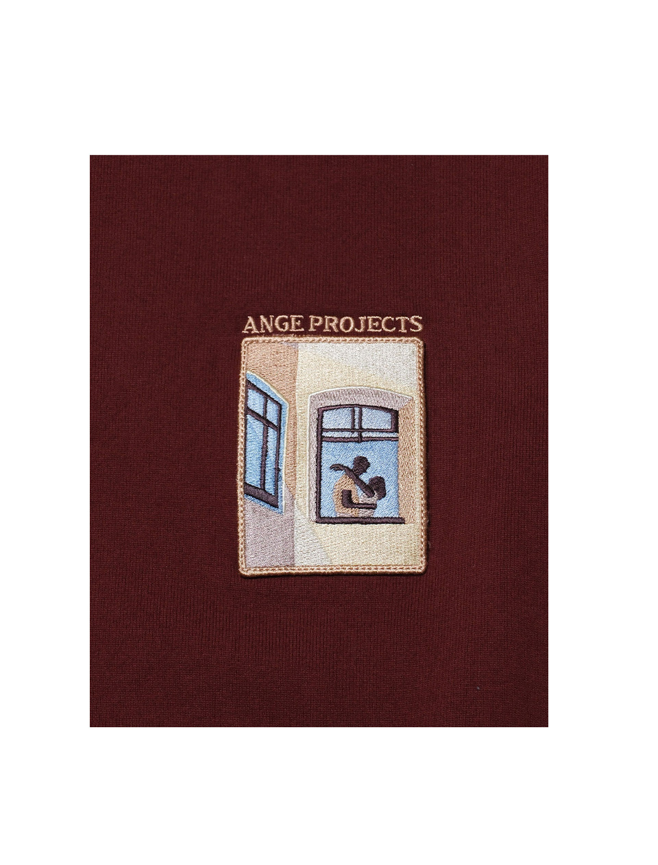 Ange Projects Day Window Patch T-Shirt Bordeaux Red