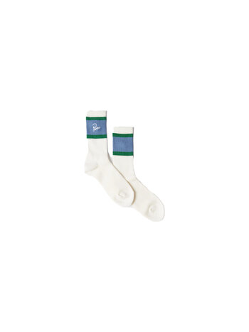 By Parra Signature Striped Crew Socks White