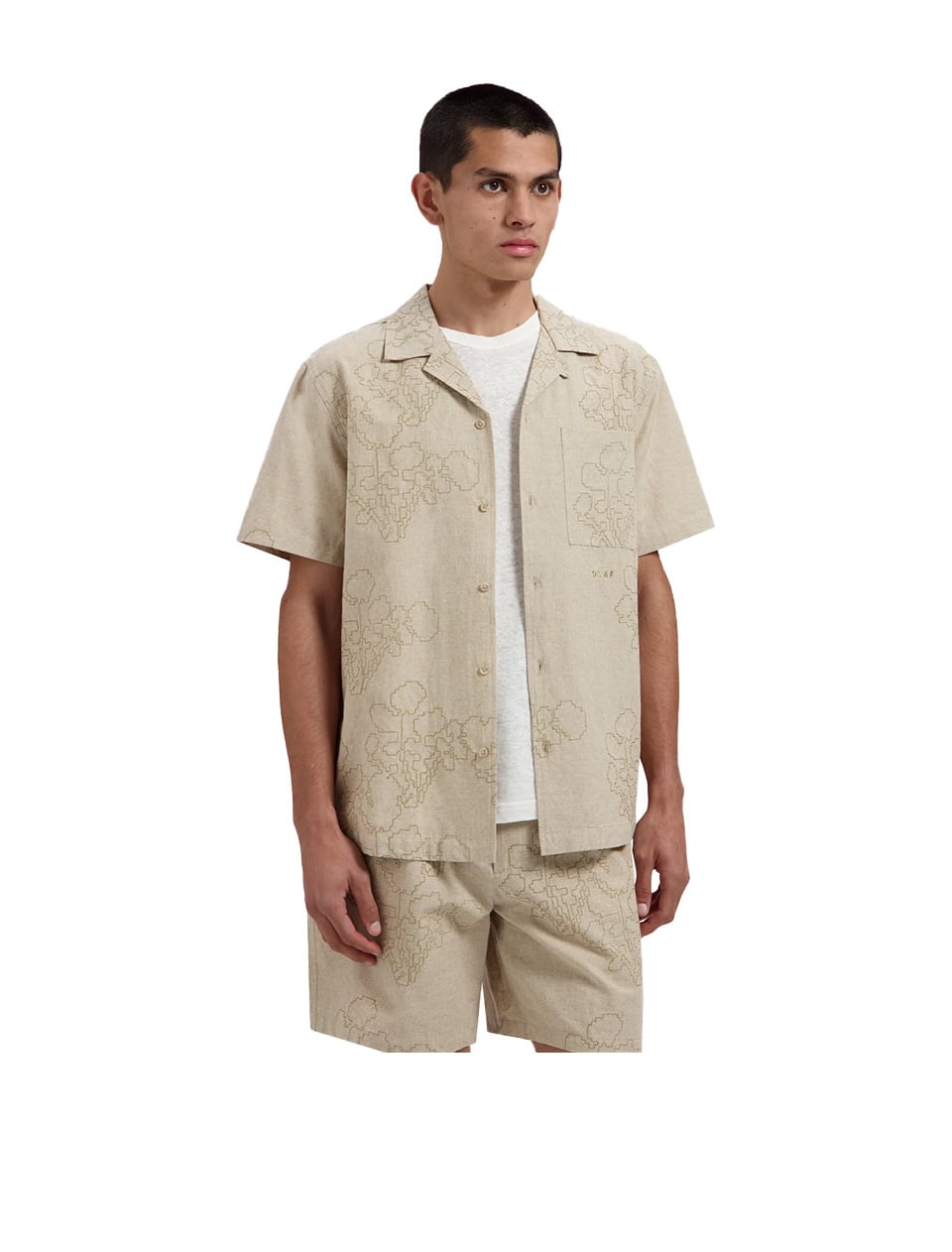 OLAF Embroidered Flower SS Shirt Cement