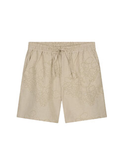 OLAF Embroidered Flower Shorts Cement