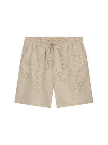 OLAF Embroidered Flower Shorts Cement