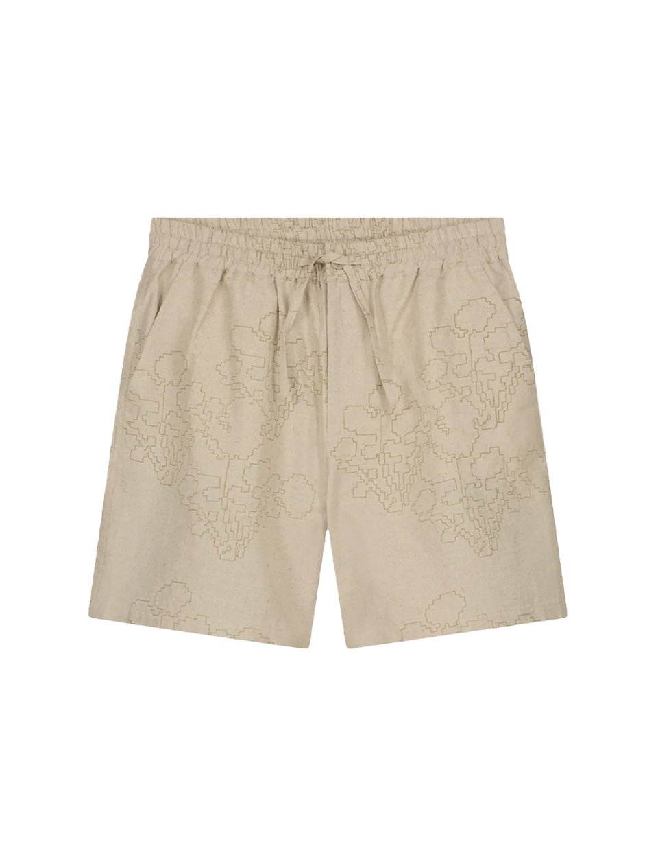 OLAF Embroidered Flower Shorts Cement