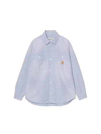 Carhartt WIP L/S Painter Shirt Blue Worn Used Splatter