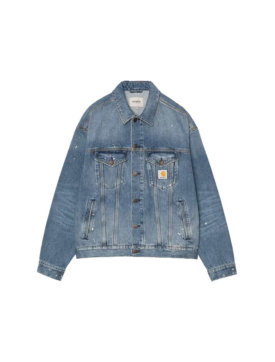Carhartt WIP Helston Jacket Blue Destroy Wash Splatter