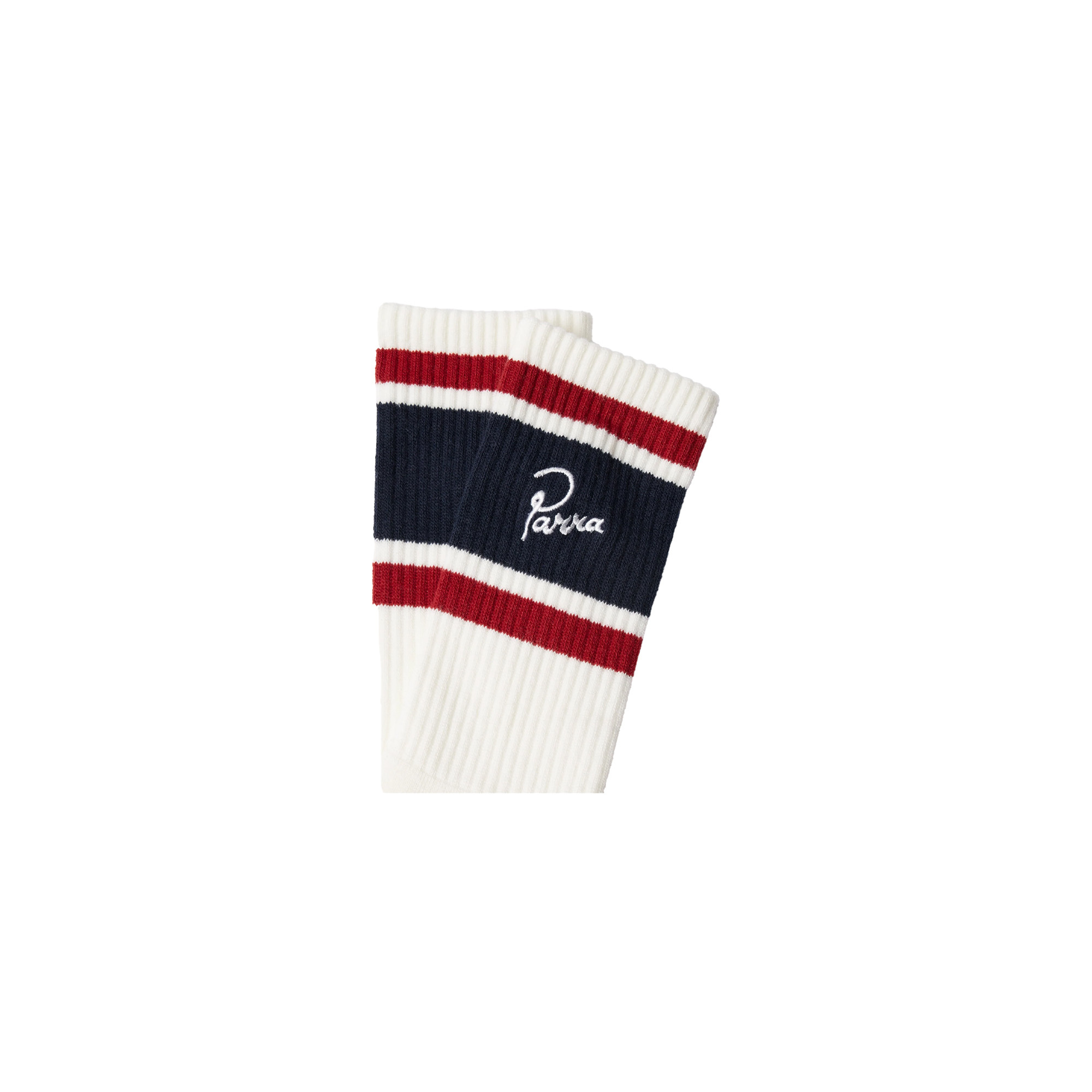 By Parra Signature Striped Crew Socks White