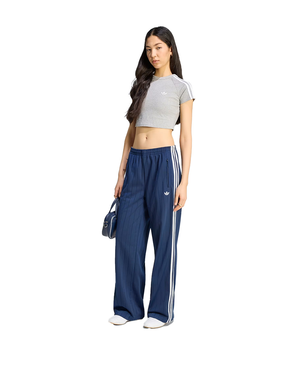 Adidas Pinstripe Firebird Loose Track Pants W Night Indigo White Grey Two