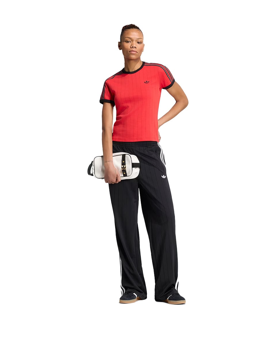 Adidas Pinstripe Firebird Loose Track Pants W Black White Grey Two