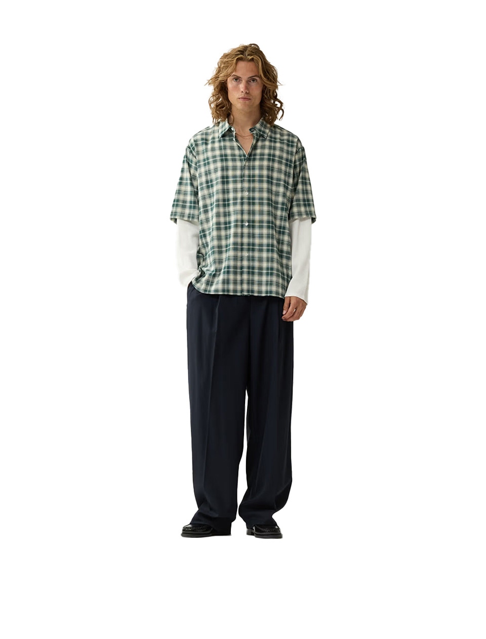 New Amsterdam Surf Association Double Layer Shirt Green White Check