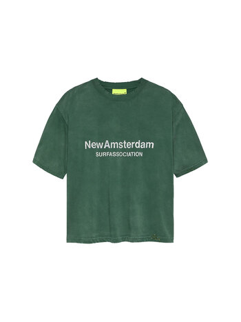 New Amsterdam Surf Association Worked Logo Tee Forest White