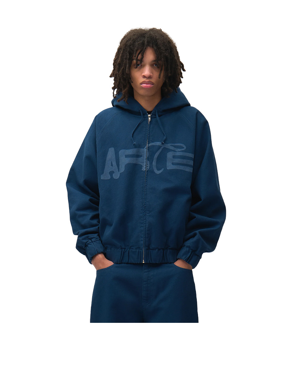 Arte Antwerp Stencil Canvas Hooded Jacket Navy