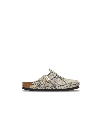 Birkenstock Boston Rivet Logo Suede Snake Oyster