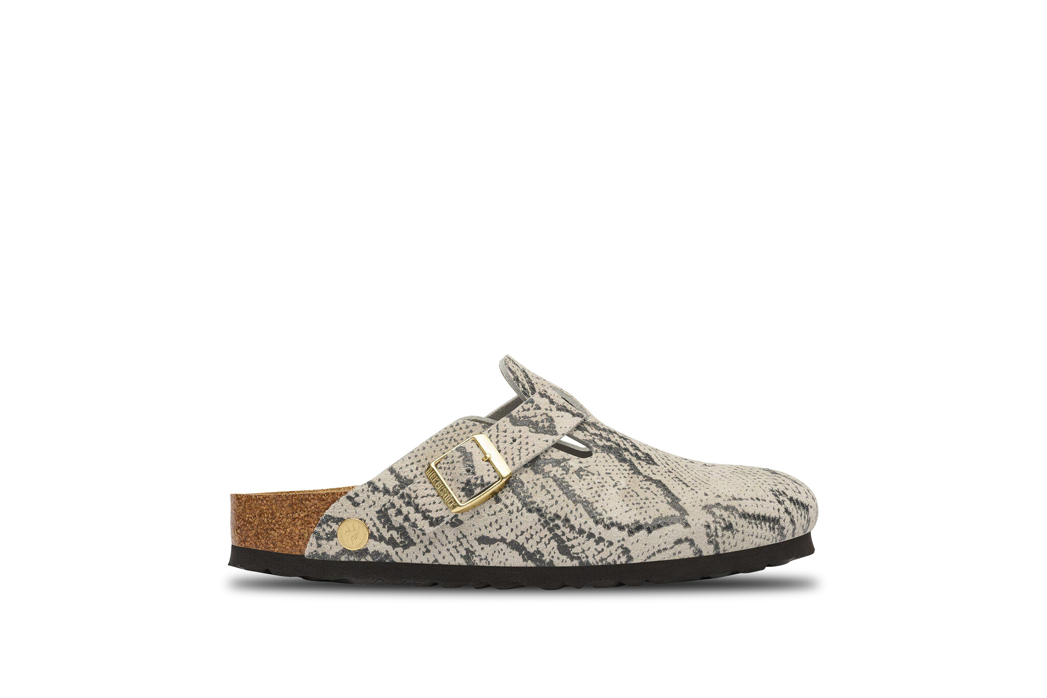Birkenstock Boston Rivet Logo Suede Snake Oyster
