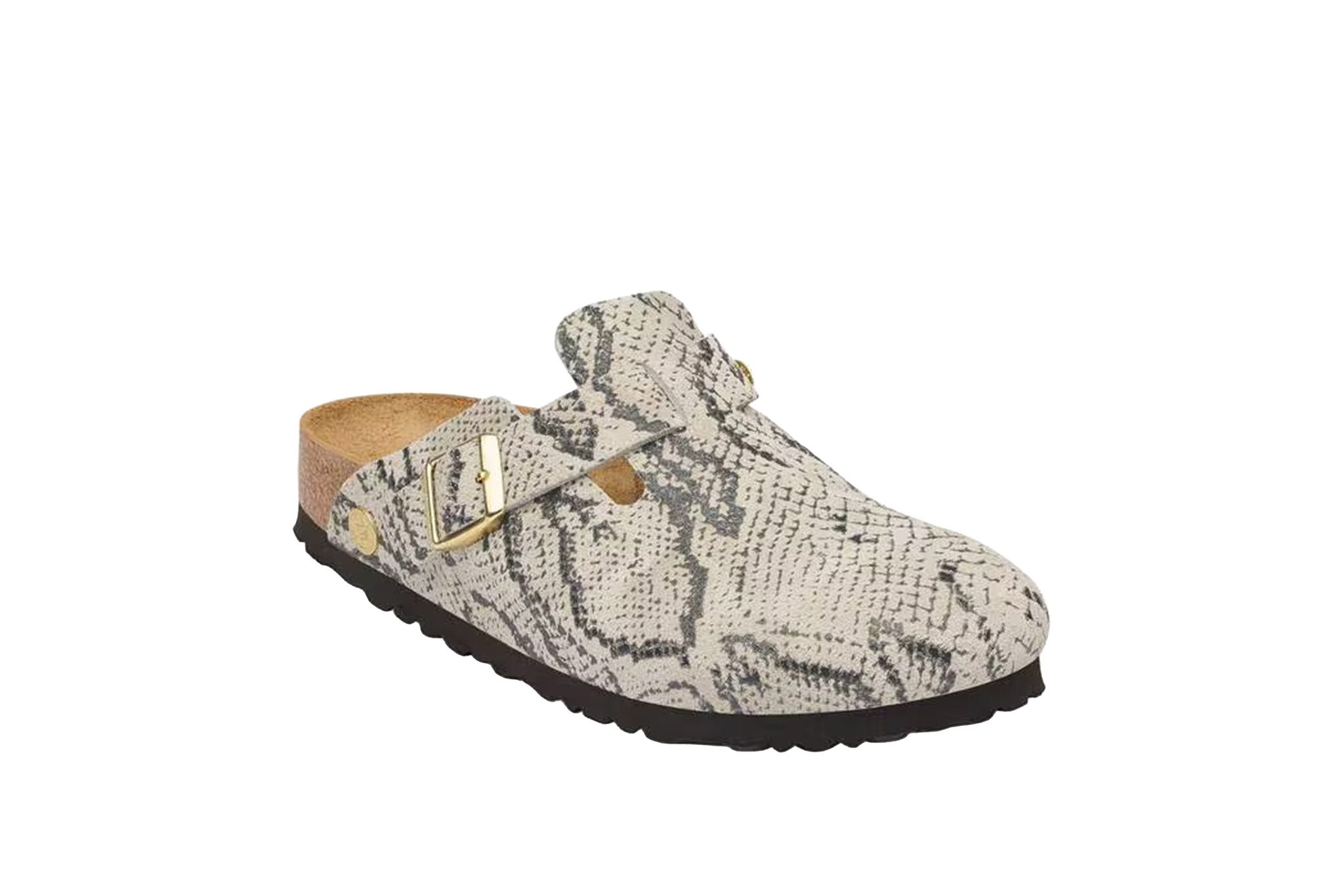 Birkenstock Boston Rivet Logo Suede Snake Oyster