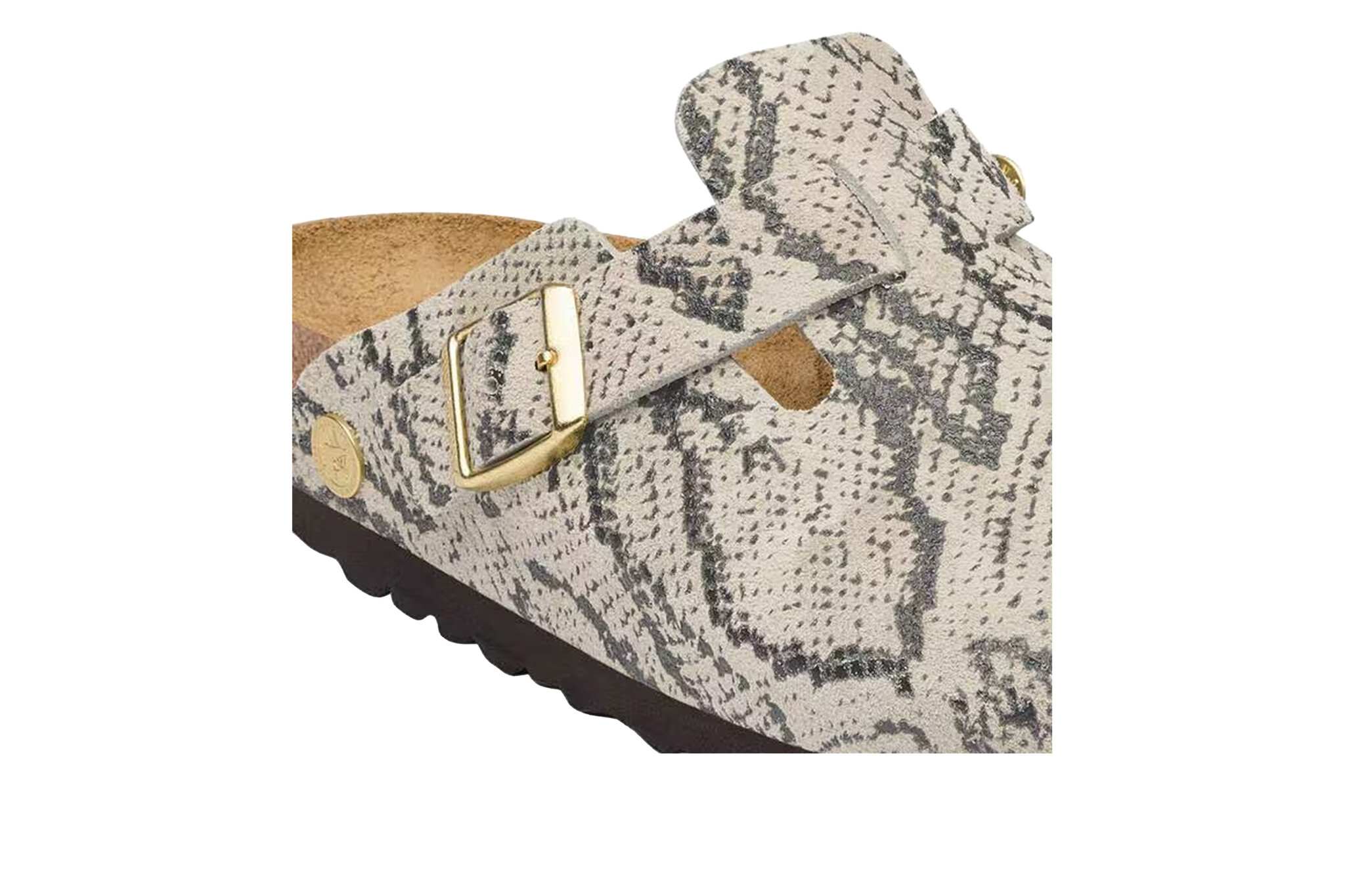 Birkenstock Boston Rivet Logo Suede Snake Oyster