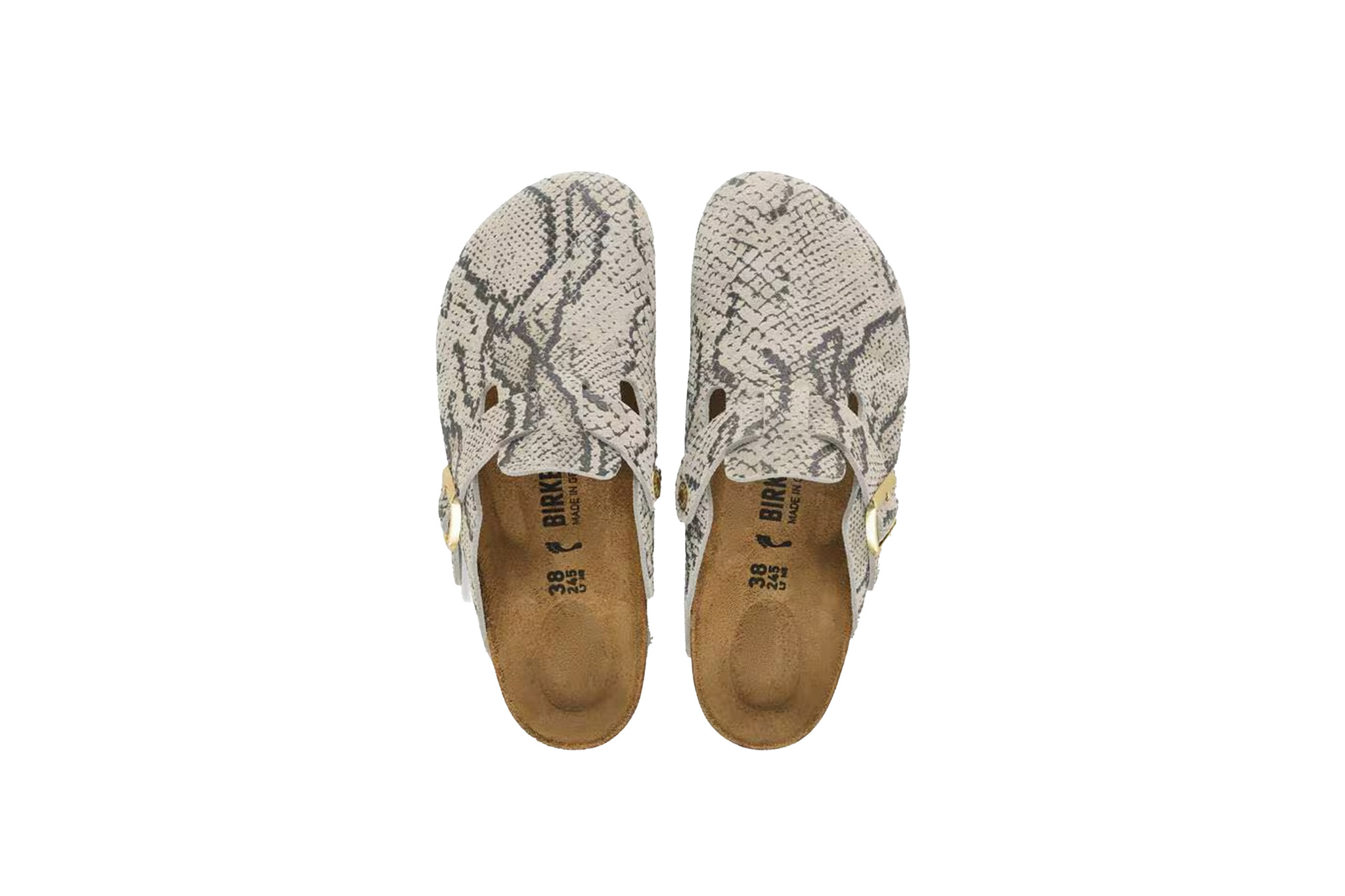 Birkenstock Boston Rivet Logo Suede Snake Oyster