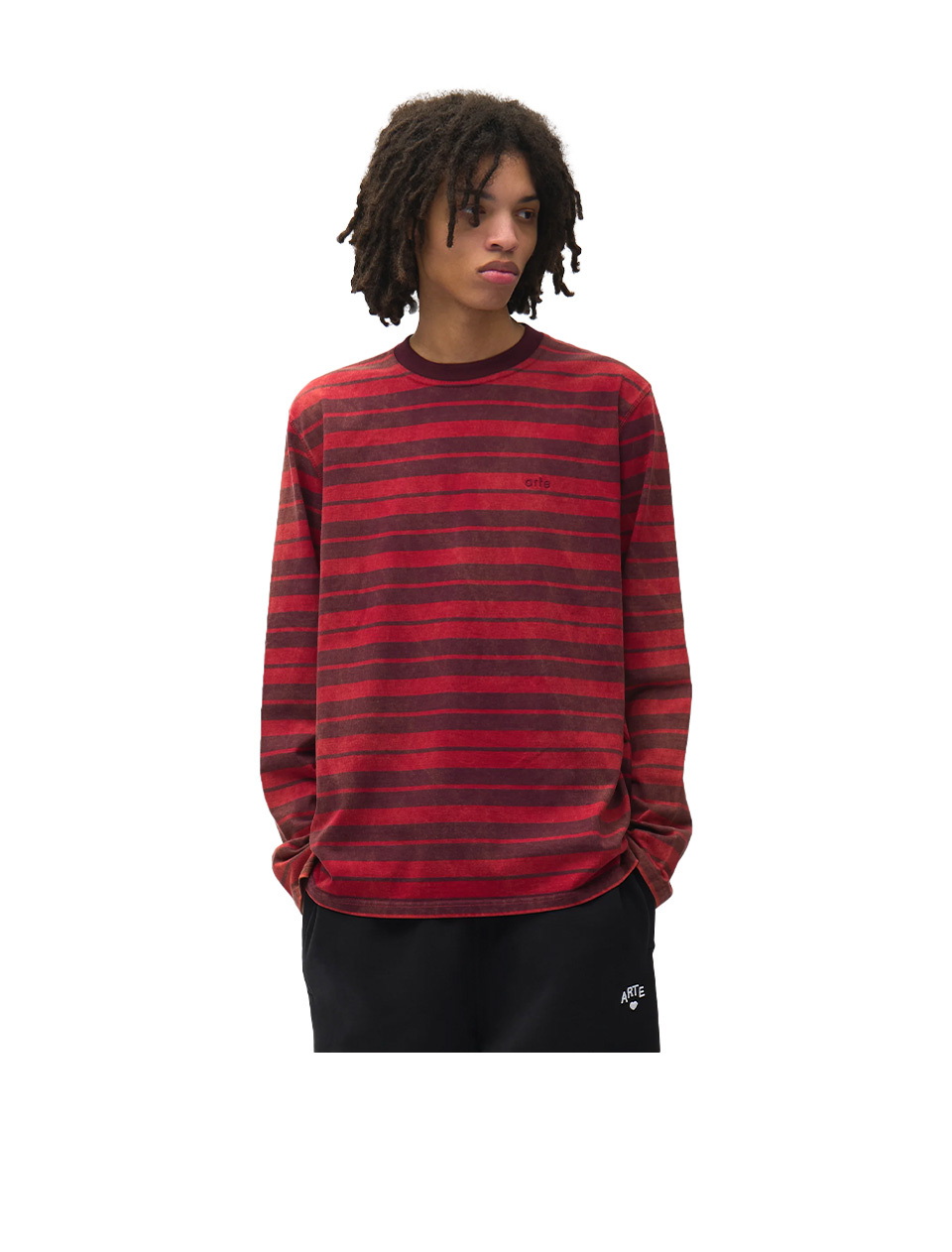 Arte Antwerp Sunfade Striped Longsleeve Bordeaux