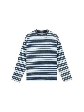Arte Antwerp Sunfade Striped Longsleeve Navy Light Blue