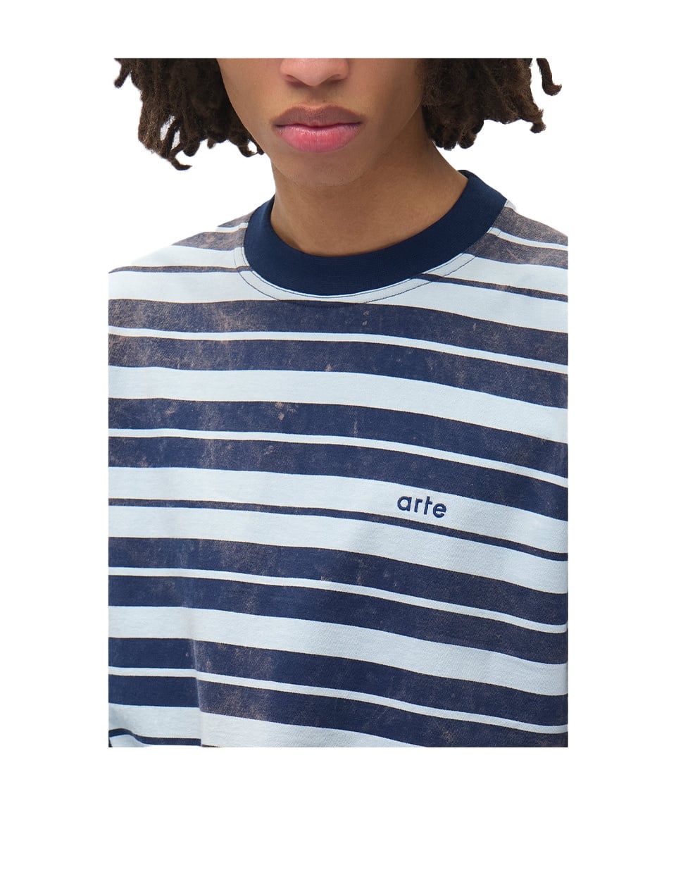 Arte Antwerp Sunfade Striped Longsleeve Navy Light Blue