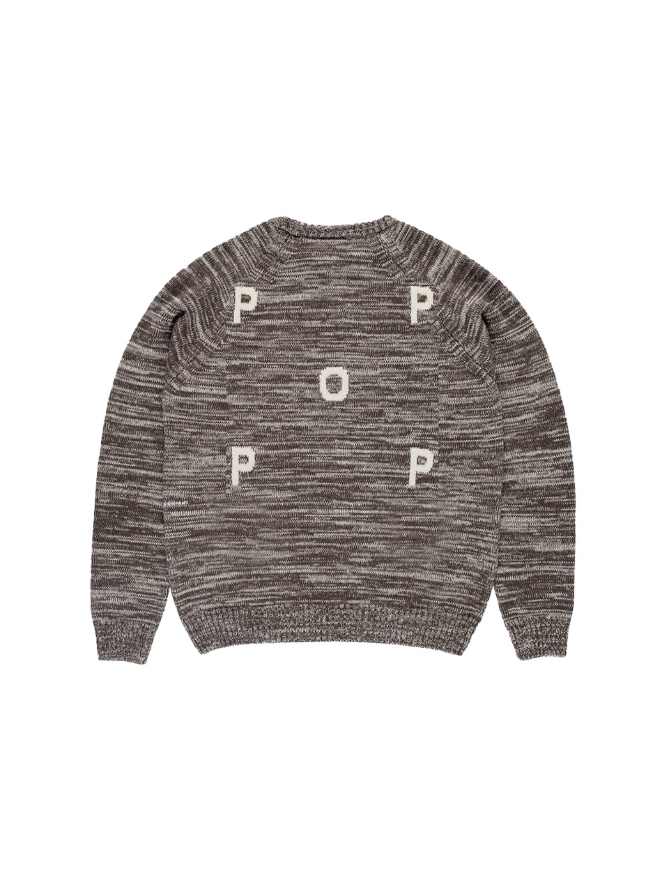 POP Trading Company Knitted Melange Logo Crewneck Delicioso Off White