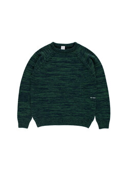 POP Trading Company Knitted Melange Logo Crewneck Navy Juniper