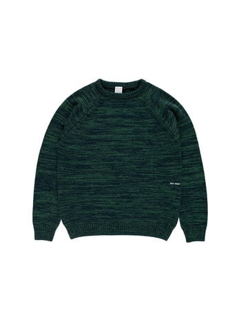 POP Trading Company Knitted Melange Logo Crewneck Navy Juniper