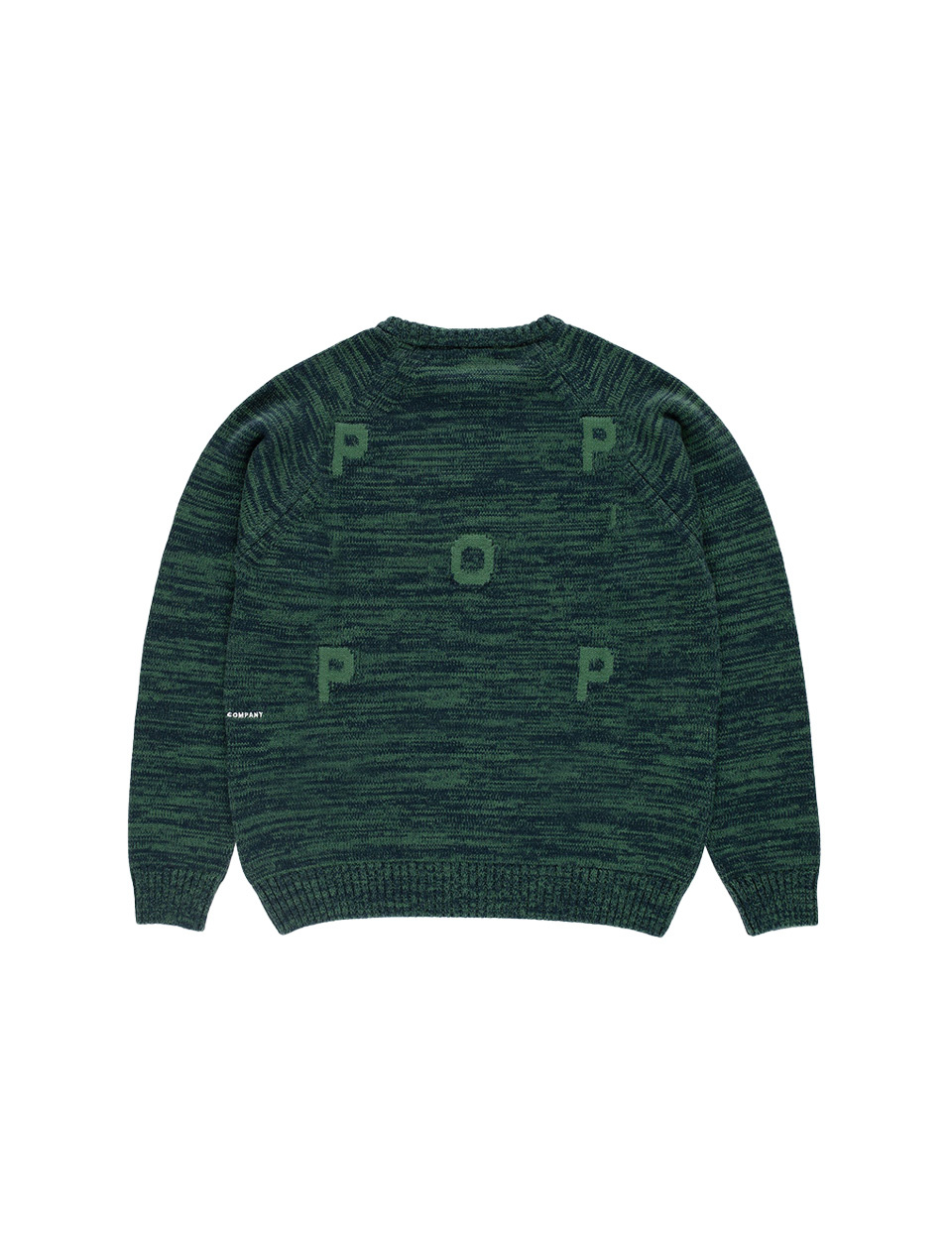 POP Trading Company Knitted Melange Logo Crewneck Navy Juniper