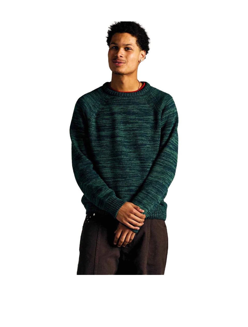 POP Trading Company Knitted Melange Logo Crewneck Navy Juniper