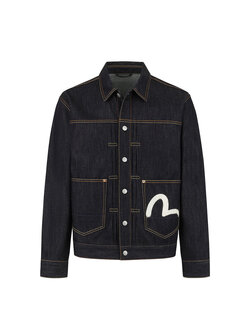 Evisu Ecru Seagull Print Relax Fit Denim Jacket